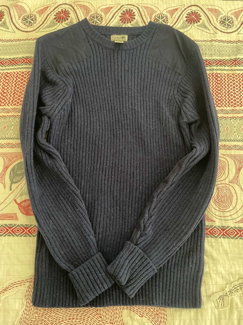 LL Bean commando sweater 100% merino wool navy blue